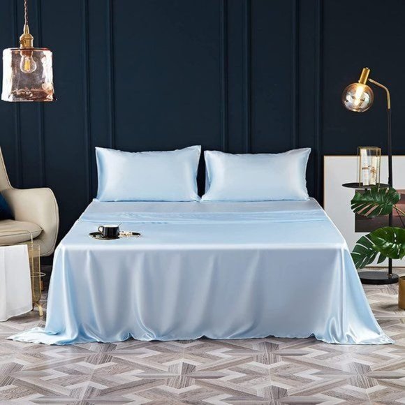 New 4 Pcs Satin Sheets Queen - Silk Silky Super Soft Extra Deep Pocket Q… - Picture 10 of 16